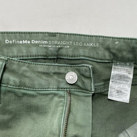 Chico Define Me Denim Pants Straight Ankle Chino Khaki Women Size 14R 2.5R Green - Picture 11 of 12